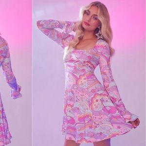 Dolls kill sugar thrillz large Groovy Galaxy Long Sleeve Dress